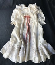 Antique Authentic Fine Silk Christening Doll Dress for an app. 18-22in Doll