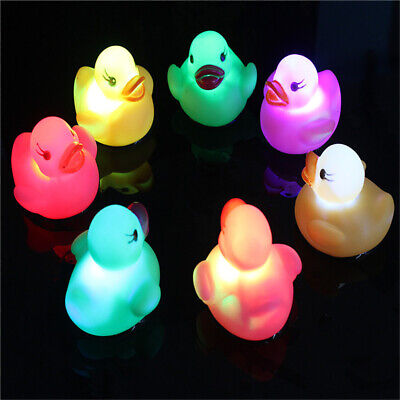 Water Induction LED Flashing Duck Light Up Floating Toy Kids Shower Bathroom Toy • 14.56$