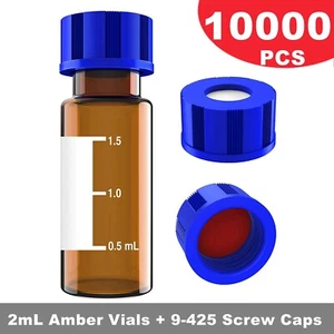 Simpure 10000 Stück 9-425 Glas 2 ml Probenfläschchen PTFE Membran Silikon Septa Caps - Bild 1 von 12
