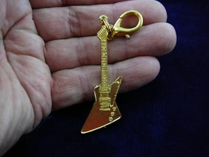 (M307-F) GIBSON EXPLORER Gitarre Gold CHARM Clip Telefon Schmuck I love guitars - Bild 1 von 1