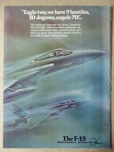 7/1978 PUB MCDONNELL DOUGLAS F-15 EAGLE FIGHTER ORIGINAL AD - Foto 1 di 1