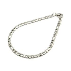 Pulsera Cadena Figaro Plateado Hombre 23cm Acero Inoxidable Hipoalergénico - Imagen 1 de 1