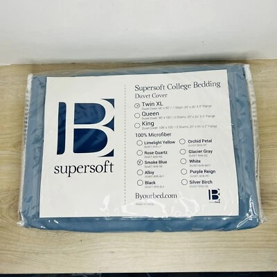 New Byourbed Twin XL Duvet Cover Sham Set Supersoft College Bedding Smoke Blue  - Image 1 of 4