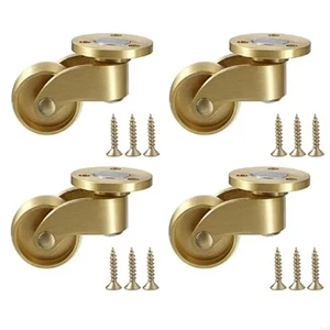 4 Pack Brass Swivel Casters 360 Degree Rotating Wheels for Furniture Use - Picture 1 of 8