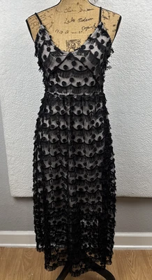 NUEVO Maxi Vestido Para Mujer Negro Encaje Flecos Gótico Bohemio Bruja Capricho LEER Foto 1 de 4