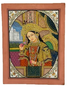 Vintage Traditional Painting Of Queen Mumtaz Size 45*34 Cms , Mint Condition - Picture 1 of 7