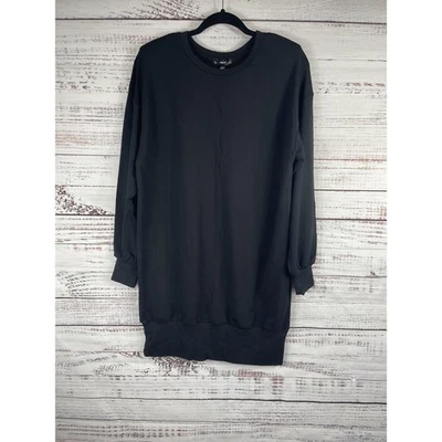 Sudadera Aqua Vestido Para Mujer Pequeña Negra Manga Larga Cuello Redondo Pullover Informal Foto 1 de 4