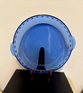 Vintage Pyrex Scalloped Cobalt Blue Glass Deep Dish Pie Plate 9.5” - Picture 1 of 7