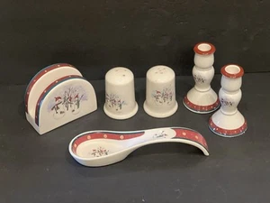 Late Century Royal Seasons 6 Piece Stoneware Accessory Set Snowman Christmas - Picture 1 of 10