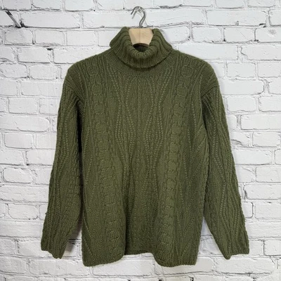 Vintage LL Bean Womens M Wool Fisherman Sweater Made In Ireland Turtleneck Aran - Image 1 of 4