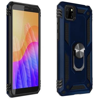 Coque Huawei Y5p Antichoc bi-matière Bague Support Vidéo - bleu nuit - Photo 1/4