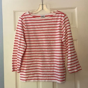 J.Crew Striped Boatneck Tee Red White Breton Stripe Size S NWT Nautical Coastal - Picture 1 of 4