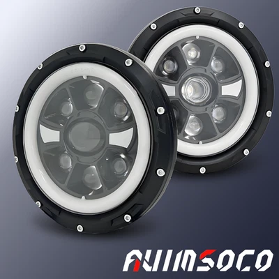 Nuevo ajuste para Dodge B100 B200 B300 1971-1978 furgoneta par 7" faros LED redondos halo Foto 1 de 4