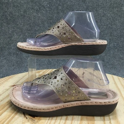 Sandalias Artesanales Clarks Para Mujer 10 M Tanga Cuero Dorado Puntera Informales Tachonadas Foto 1 de 4