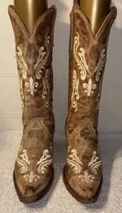 Corral Womens Honey Ivory Cortez Cliff Snip Toe Cowboy Boots Sz 8 M R1974 - Imagen 1 de 14