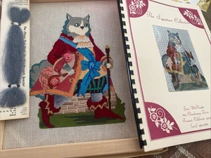 Puss And Boots Cat Needlepoint Handpainted Canvas Started June McKnight Book Rar - Picture 1 of 6