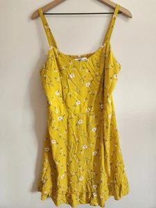 Old Navy Women’s XL Yellow Floral Cami Dress Ruffle Hem Rayon Summer Casual Top - Picture 1 of 5