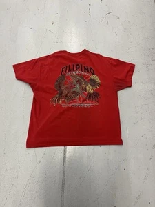 Vintage Filipino Strength Sabong Cockfight Shirt XL 90s Fortune Designs Red - Picture 1 of 8
