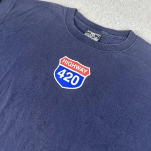 Highway 420 Steve & Barrys Blue Long Sleeve T-Shirt Sz Men’s Large Vintage Y2K - Picture 1 of 12