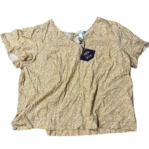 Ava & Viv Women's Plus Size Leopard Print Short Sleeve Blouse - Size 3X - NWT - Picture 1 of 9