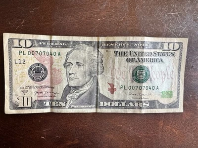 2017A Circulated $10 Bill, Serial Number 00707040A - Image 1 of 3