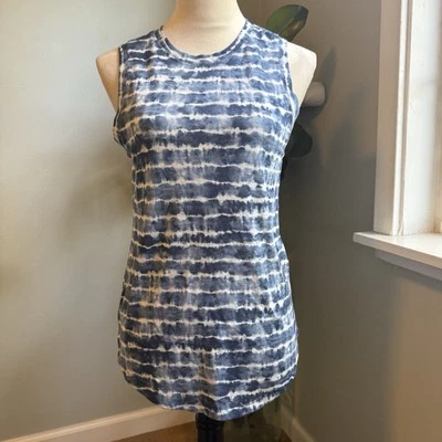Camiseta sin mangas Athleta Blue Tylie Dye Xs Breezy Tank azul boho festival hippy Foto 1 de 3