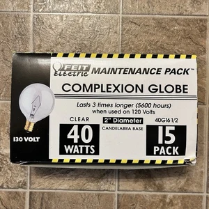 Box of 15 Bath & Vanity Feit Bulbs, 40W, Clear Candelabra, G16 1/2 - Picture 1 of 7