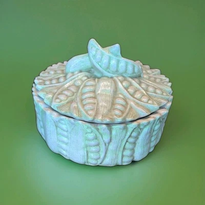 Impresionante cazuela de cerámica vintage con forma de cosecha de guisantes 8" Foto 1 de 4