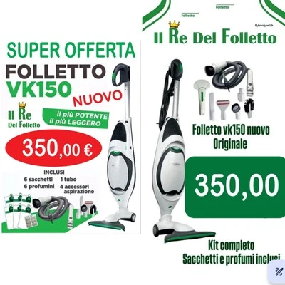 FOLLETTO VK 150 NUOVO+KIT TUBI- 24 MESI DI GARANZIA-SACCHETTI PROFUMI  - Immagine 1 di 4