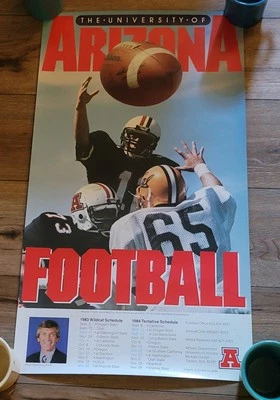 RARE 1983-84 UNIVERSITY OF ARIZONA WILDCATS FOOTBALL/BASKETBALL SCHEDULE POSTER - Image 1 of 3