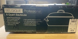 NIB BELGIQUE Professional 18/10 Stainless Steel 6 Qt Sauteuse w Lid Belgium Vtg - Picture 1 of 4