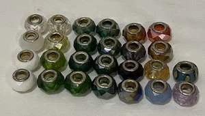 Lot Of 26 Silver 925 Glass Bead / Charms Mixed Colors 1/2in - Picture 1 of 6