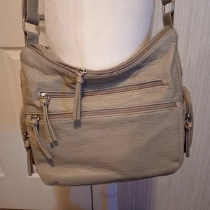 Bueno Womens Purse Gray Faux Leather Adjustable Shoulder Strap Zippered Sections - Picture 1 of 18