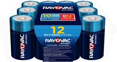 Baterías Rayovac High Energy D (paquete de 12), celda D alcalina  Foto 1 de 4