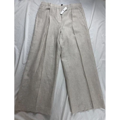 J. Crew Essential Wide Leg Linen Blend Pants Beige Women's Size 14 - Image 1 of 4