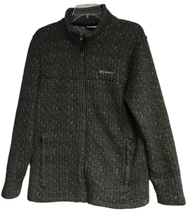 COLUMBIA SPORTSWEAR Medium Gray Tweed Zip up Knit Sweater Men's Pockets - Picture 1 of 12