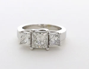 Trellis Engagement Ring 14K Gold 2.92 Carat Princess Lab-Grown Diamond G VVS2 - Picture 1 of 15