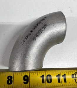 1-1/2" 90 Degree Elbow 316 Stainless Steel Long Radius Schedule 10 Butt Weld GAV - Picture 1 of 2