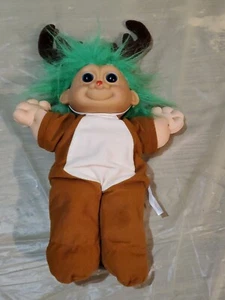 Troll Bambola Renna 12” Capelli Verdi Corna Edizione Vacanze Vintage - Foto 1 di 5