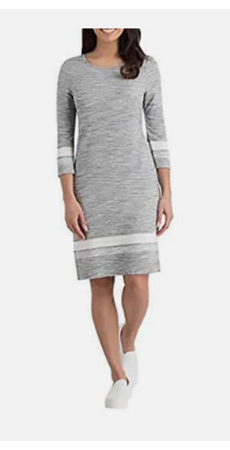 Hilary Radley Ladies' 3/4 Sleeve Dress Grey XXL