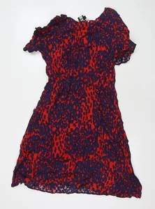 ASOS Womens Red Geometric Viscose A-Line Size 16 Round Neck Zip - Picture 1 of 10