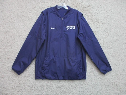 Nike TCU Horned Frogs Jacket Large Purple Vented Quarter Zip Windbreaker Mens L Cover