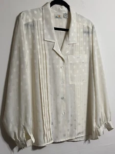 Blusa Camisa Blusa Liz Claiborne Años 80 DE COLECCIÓN Mujer Crema Poliéster Talla 10 - Imagen 1 de 3