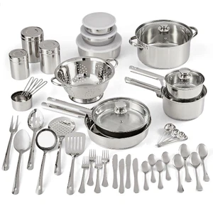 Utensilios de cocina de acero inoxidable olla tazón utensilios tenedor de cocina cuchara cuchillo conjunto de herramientas - Imagen 1 de 12