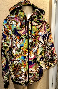 Jordan 5 v Bel Air Technicolor All over Sneaker Track Jacket Hoodie sz M xcb - Picture 1 of 11