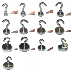 NEODYM MAGNETE MIT HAKEN ✅ ÖSE Ø10-75mm STARKE HAFTKRAFT HAKENMAGNET MAGNETHAKEN - Bild 1 von 25