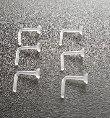 Hypo Allergenic Plastic Nose Studs, Retainer, New 6 Pack Allergy Free  . - Image 1 of 4