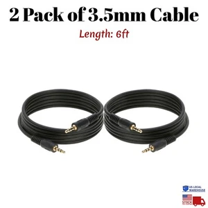 Paquete de 2 auriculares auxiliares de audio para automóvil con cable auxiliar de 6 pies de 3,5 mm macho a macho iPhone - Imagen 1 de 6