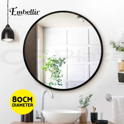 Embellir Wall Mirror Makeup 80cm Home Decor Framed Mirrors Bathroom Round Black - image 1 of 4