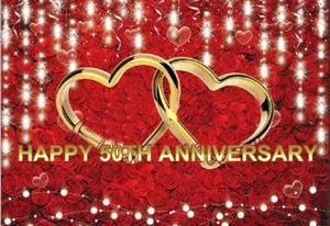 HAPPY 50th GOLDEN WEDDING ANNIVERSARY Scene Setter wall mural BACKDROP 5'x3' - Picture 1 of 1